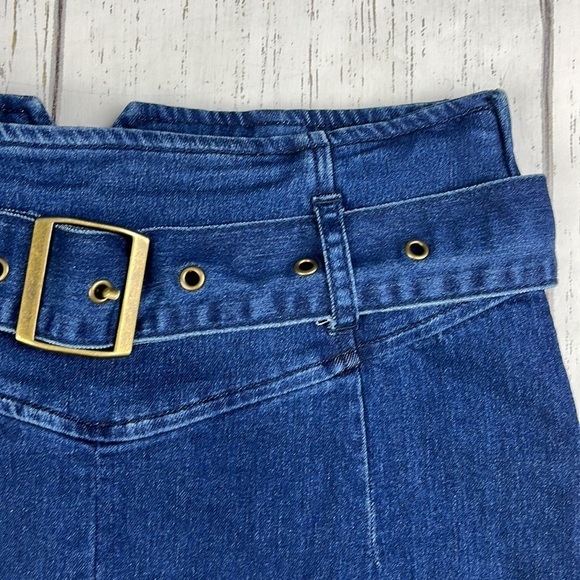 Free People Livin It Up Denim Pencil Mini Skirt Size 2 Western Festival Boho - Picture 2 of 10